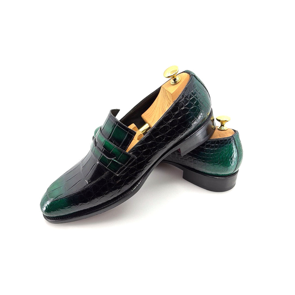 Maurice Mirage Custom Made Alligator Loafer - Green