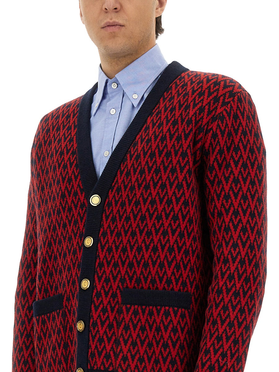 Valentino Men Cardigan With "Toute La V" Pattern