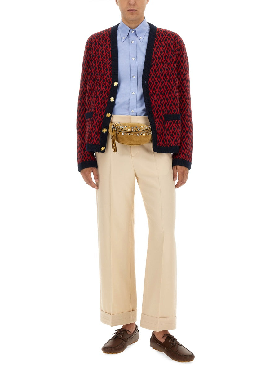 Valentino Men Cardigan With "Toute La V" Pattern