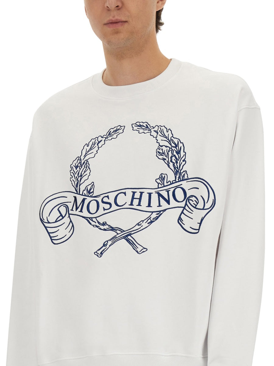 Moschino Men Sweatshirt With Laurel Crown Logo Embroidery