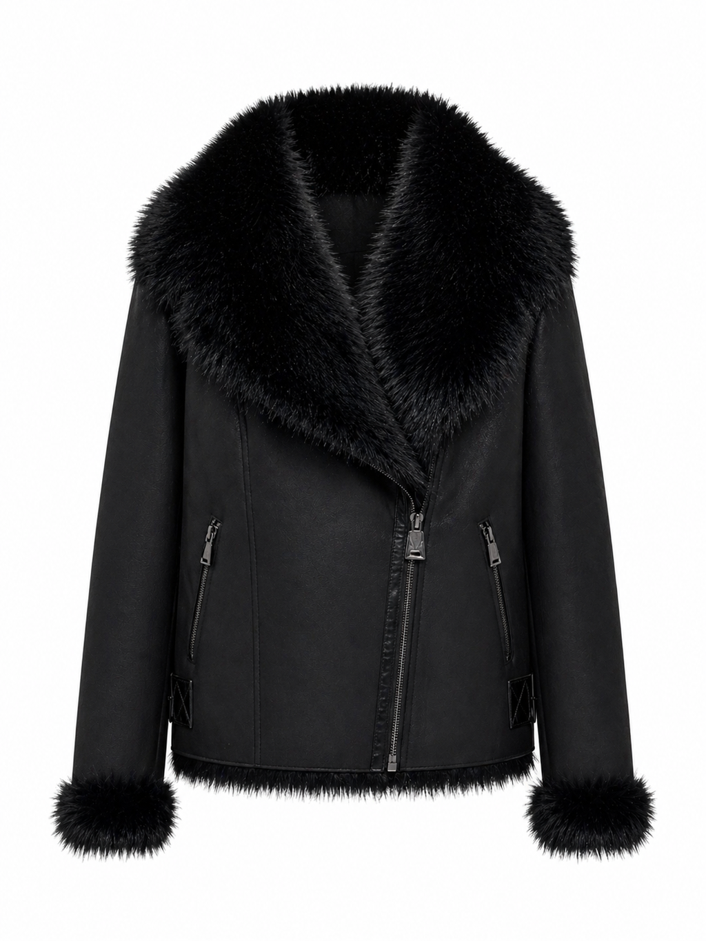 Estella Faux Fur Jacket in Black