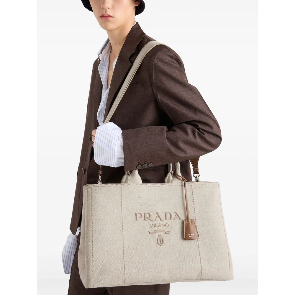 Prada Neutrals Tote Bags Men