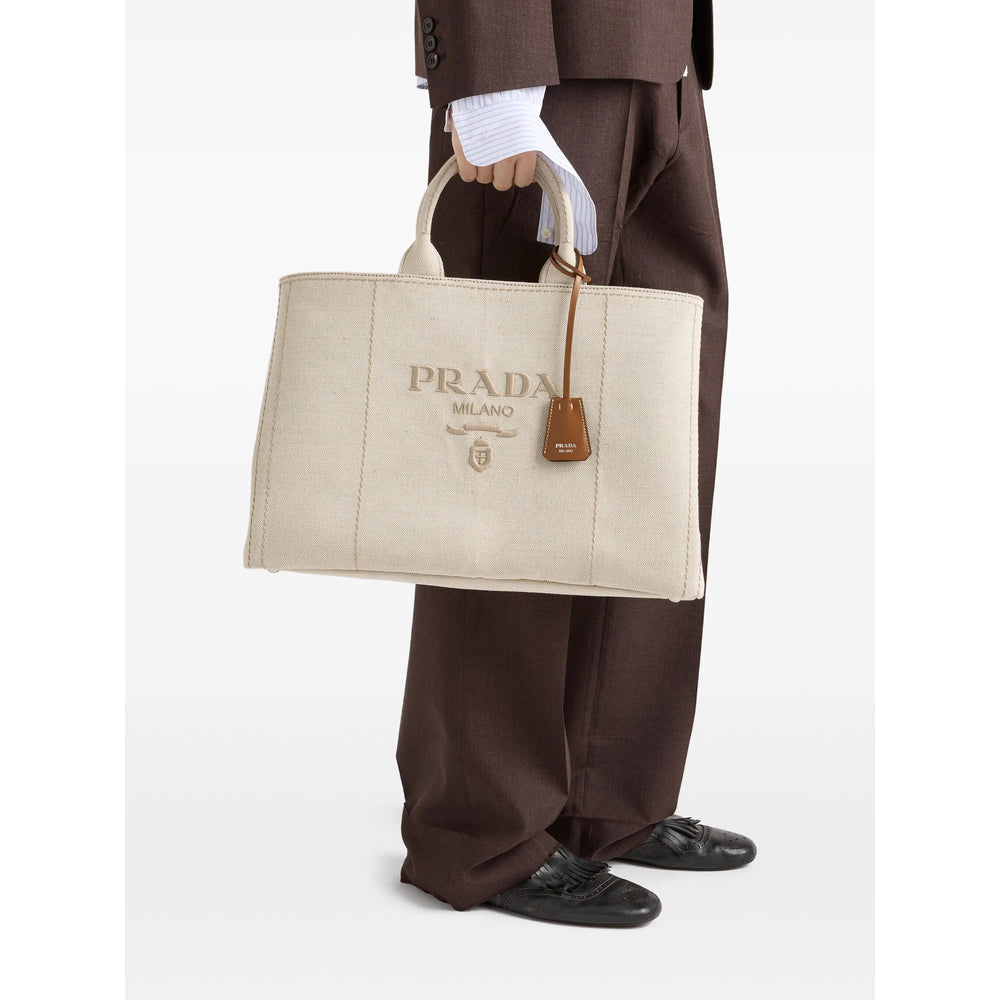 Prada Neutrals Tote Bags Men