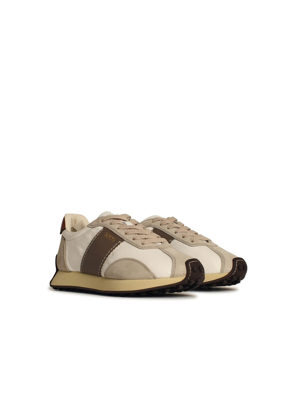 Tod's 'T Vintage' Beige Leather Blend Sneakers Women