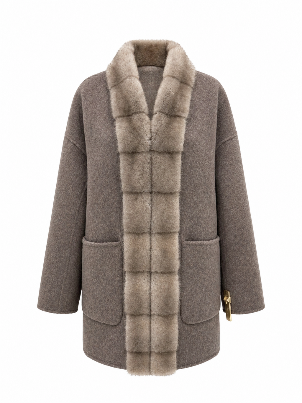 Reversible Genuine Mink Fur Virgin Wool Coat