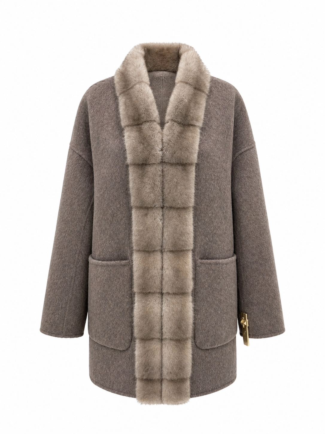 Reversible Genuine Mink Fur Virgin Wool Coat