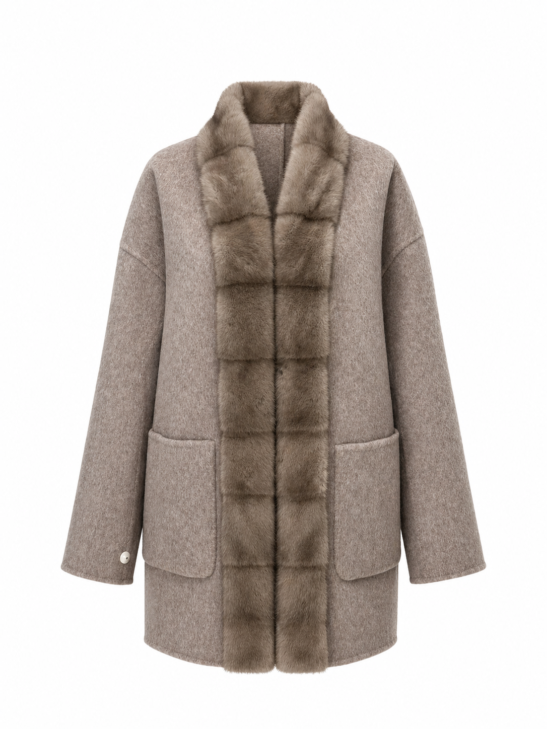 Reversible Genuine Mink Fur Virgin Wool Coat