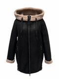 Grazia Reversible Faux Shearling Hooded Coat in Dark Chocolate/Beige