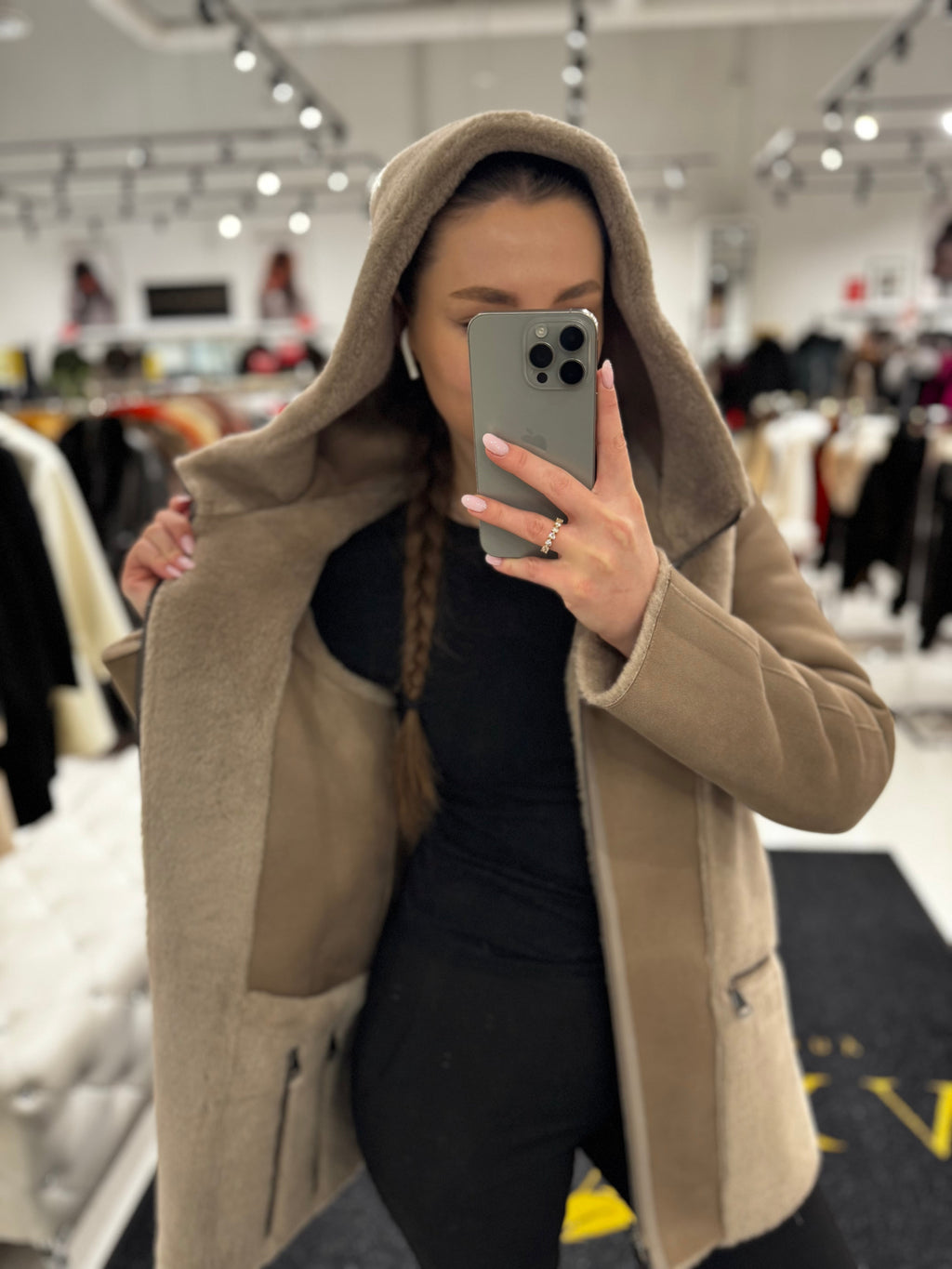 Drew Reversible Faux Fur Suede Hooded Jacket