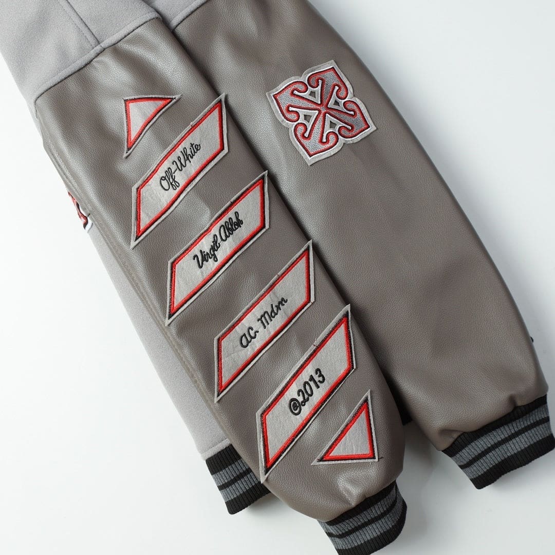 AC Milan Off-White Gray Varsity Wool Jacket